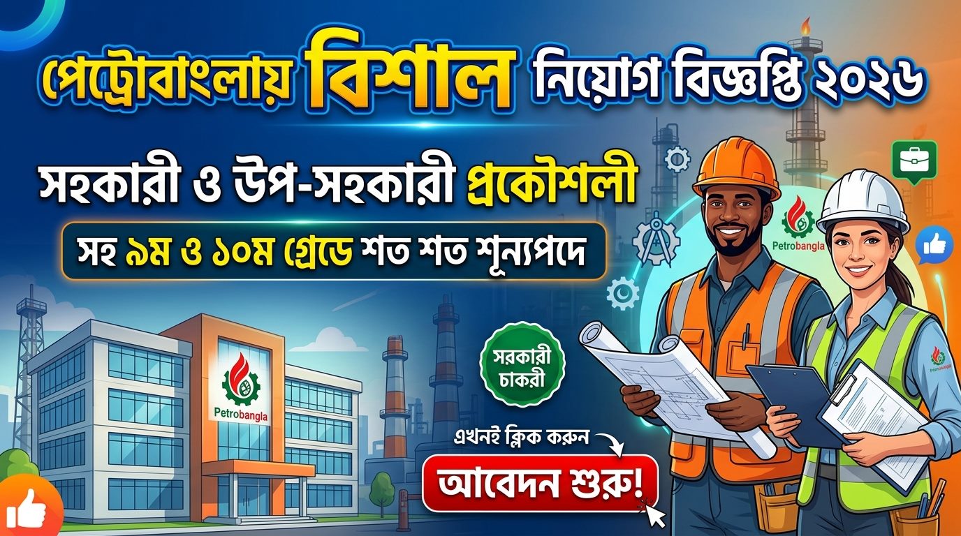 পেট্রোবাংলায় বিশাল নিয়োগ বিজ্ঞপ্তি ২০২৬। সহকারী ও উপ-সহকারী প্রকৌশলী সহ ৯ম ও ১০ম গ্রেডে শত শত শূন্যপদে আবেদন শুরু